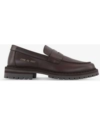 Common Projects - Logo-embossed Tread-sole Leather Penny Loafers - Lyst