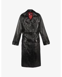 The Kooples - Notched-Lapel Detachable-Belt Regular-Fit Leather Coat - Lyst