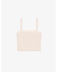 Maje - Tweed-Pattern Cropped Knitted Top - Lyst