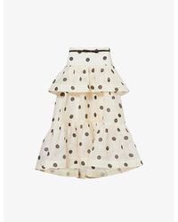 Zimmermann - Crush Belted Polka Dot Linen-Blend Midi Skirt - Lyst