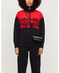 Sandro Turtleneck Slogan-print Woven Jumper - Red
