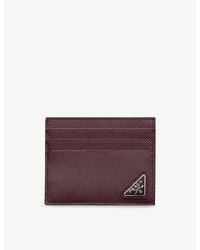 Prada - Triangle-Plaque Leather Card Holder - Lyst