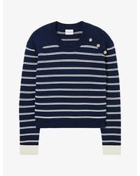 Claudie Pierlot - Striped Knitted Wool-Blend Jumper - Lyst