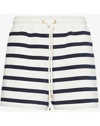 FRAME - Drawstring-waist Striped Cotton-blend Shorts - Lyst