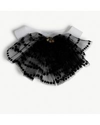 CATHERINE OSTI Nadege Frilled Polka-dot Cotton And Tulle Collar - Black