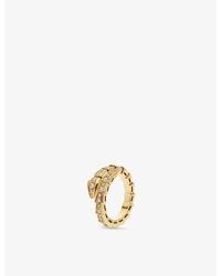 BVLGARI - Serpenti Viper 18Ct- Mother-Of-Pearl, 0.82Ct Round Brilliant-Cut Diamond Ring - Lyst