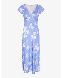 OMNES - Woolf V-neck Short-sleeve Recycled-polyester Midi Dress - Lyst