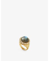 Missoma - Harris Reed X Recycled 18ct Yellow -plated Brass, Labradorite And Pearl Ring - Lyst