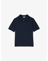 Sandro - Zipped Stretch-Woven Polo Shirt - Lyst