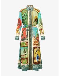 ALÉMAIS - Ace Printed Cotton And Silk-Blend Midi Shirt Dress - Lyst