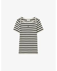 Claudie Pierlot - Logo-Embroidered Short-Sleeve Knitted T-Shirt - Lyst