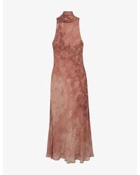 Reiss - Lacey Cape Floral-Print Crepe Maxi Dress - Lyst