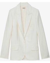 Zadig & Voltaire - Vow Logo-embroidered Single-breasted Linen Blazer - Lyst