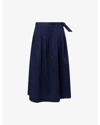 Damson Madder - Josie Shirred Cotton Midi Skirt - Lyst