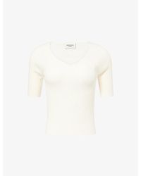 Weekend by Maxmara - Rib-Knit V-Neck Rib-Knit V-Top - Lyst