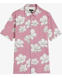 Ted Baker - Coving Floral-print Seersucker Stretch-cotton Shirt - Lyst