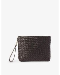 Whistles - Avah Woven Leather Zip Clutch - Lyst