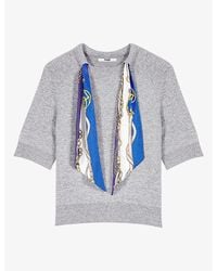 Maje - Scarf Short-Sleeve Wool-Blend Jumper - Lyst