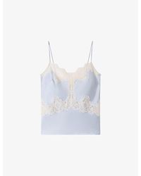 Sandro - Sleeveless Lace-Trim Satin Top - Lyst