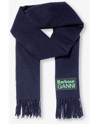 Barbour - X Ganni Logo-appliqué Wool Scarf - Lyst