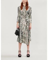 Sandro Paisley-print Metallic Woven Midi Dress