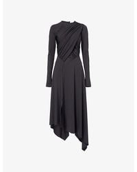 Victoria Beckham - Long-Sleeve Fluid-Drape Stretch-Jersey Midi Dress - Lyst