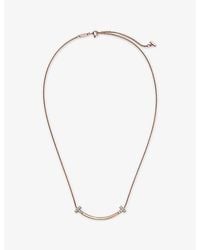 Tiffany & Co. - Tiffany T Smile Medium 18Ct Rose- And 0.19Ct Round-Brilliant Diamond Pendant Necklace - Lyst