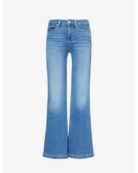 PAIGE - Genevieve Faded-wash Flared-leg High-rise Denim-blend Jeans - Lyst