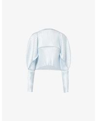 Issey Miyake - Glossed Metal Pleats Long-Sleeves Knitted Top - Lyst