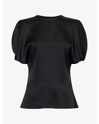 Victoria Beckham - Bela Open Cap-Sleeves Satin Top - Lyst
