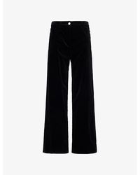 Theory - Velvet-Texture Wide-Leg Mid-Rise Stretch-Cotton Trousers - Lyst