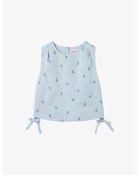 Claudie Pierlot - Floral-Embroidered Side-Tie Satin Top - Lyst