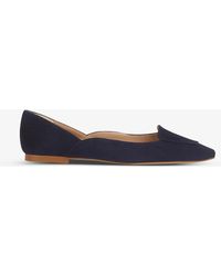 LK Bennett Willow Square-toe Suede Flats - Blue