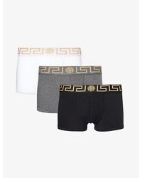 Versace - Logo-waistband Pack Of Three Stretch-cotton Trunks X - Lyst