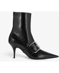 Balenciaga - Knife Belt 80 Buckle Leather Ankle Boots - Lyst