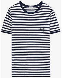 Loewe - Anagram-embroidered Striped Stretch-woven T-shirt - Lyst