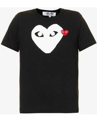 COMME DES GARÇONS PLAY - Heart-appliqué Regular-fit Cotton-jersey T-shirt - Lyst