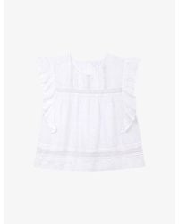 The White Company - Lace-Insert Frill-Sleeve Linen Blouse - Lyst