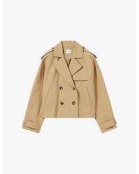 Claudie Pierlot - Open-Collar Relaxed-Fit Short Cotton Trench Jacket - Lyst