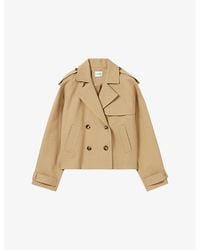 Claudie Pierlot - Open-Collar Relaxed-Fit Short Cotton Trench Jacket - Lyst