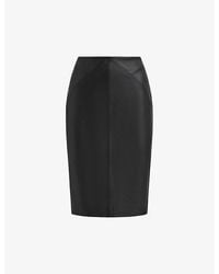 Reiss - Raya High-Rise Leather Pencil Midi Skirt - Lyst