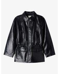 Sandro - Side-Pocket Elasticated-Waist Leather Jacket - Lyst