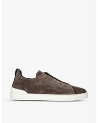 Zegna - Triple Stitch Suede Low-top Trainers - Lyst