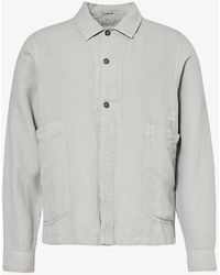 C.P. Company - Logo-embroidered Chest-pocket Cotton And Linen-blend Shirt - Lyst