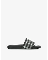 Burberry - Furley Checked Rubber Sliders - Lyst