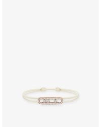 Messika - Cares Pavé 18Ct Rose- And 0.26Ct Diamond Cord Bracelet - Lyst