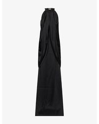Stella McCartney - High-Neck Draped Satin Gown - Lyst