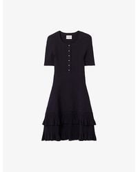 Claudie Pierlot - Short-Sleeved Ribbed Knitted Mini Dress - Lyst