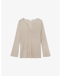 The White Company - V-Neck Knitted Modal-Blend Top - Lyst