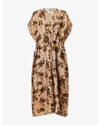 Uma Wang - Acre V-Neck Woven Midi Dress - Lyst